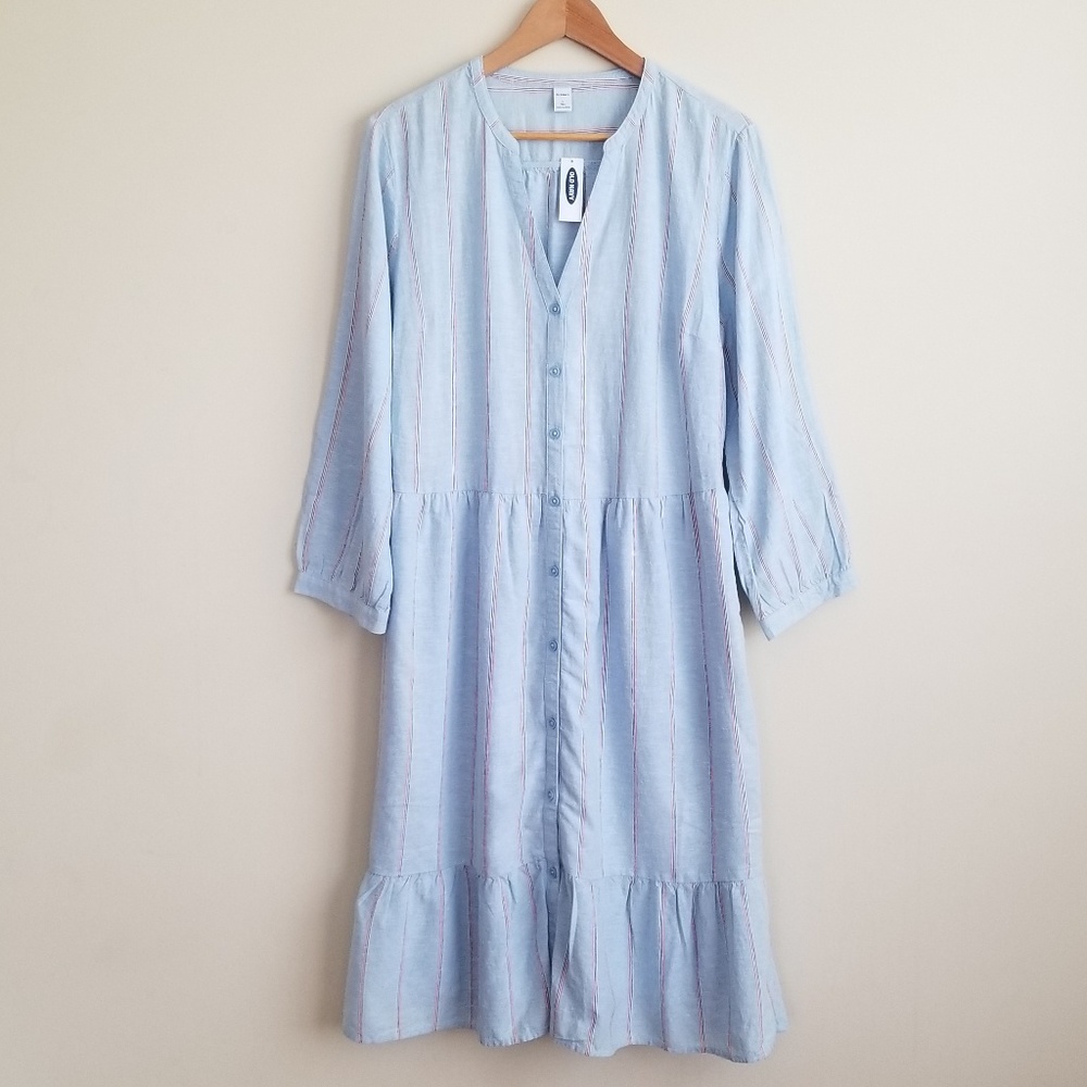 Old Navy Striped Shirt Dress size Large Tall - Picture 2 of 8